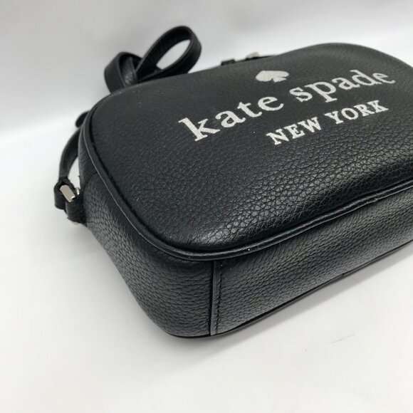 Kate Spade Black Leather Glitter On Mini Camera Crossbody Bag - Picture 7 of 10